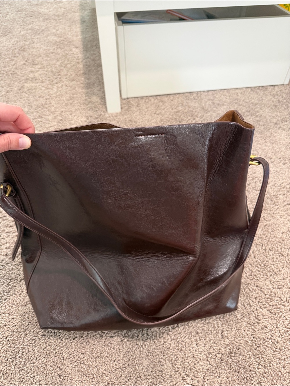 Zara Dark Brown Leather Tote Bag